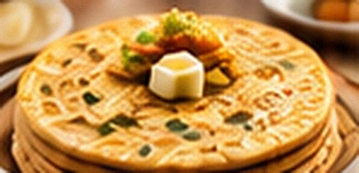Aloo paratha topped with butter