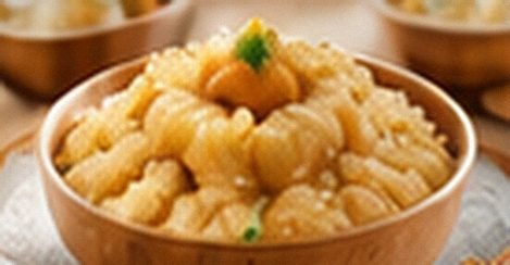 Sooji halwa garnished with nuts
